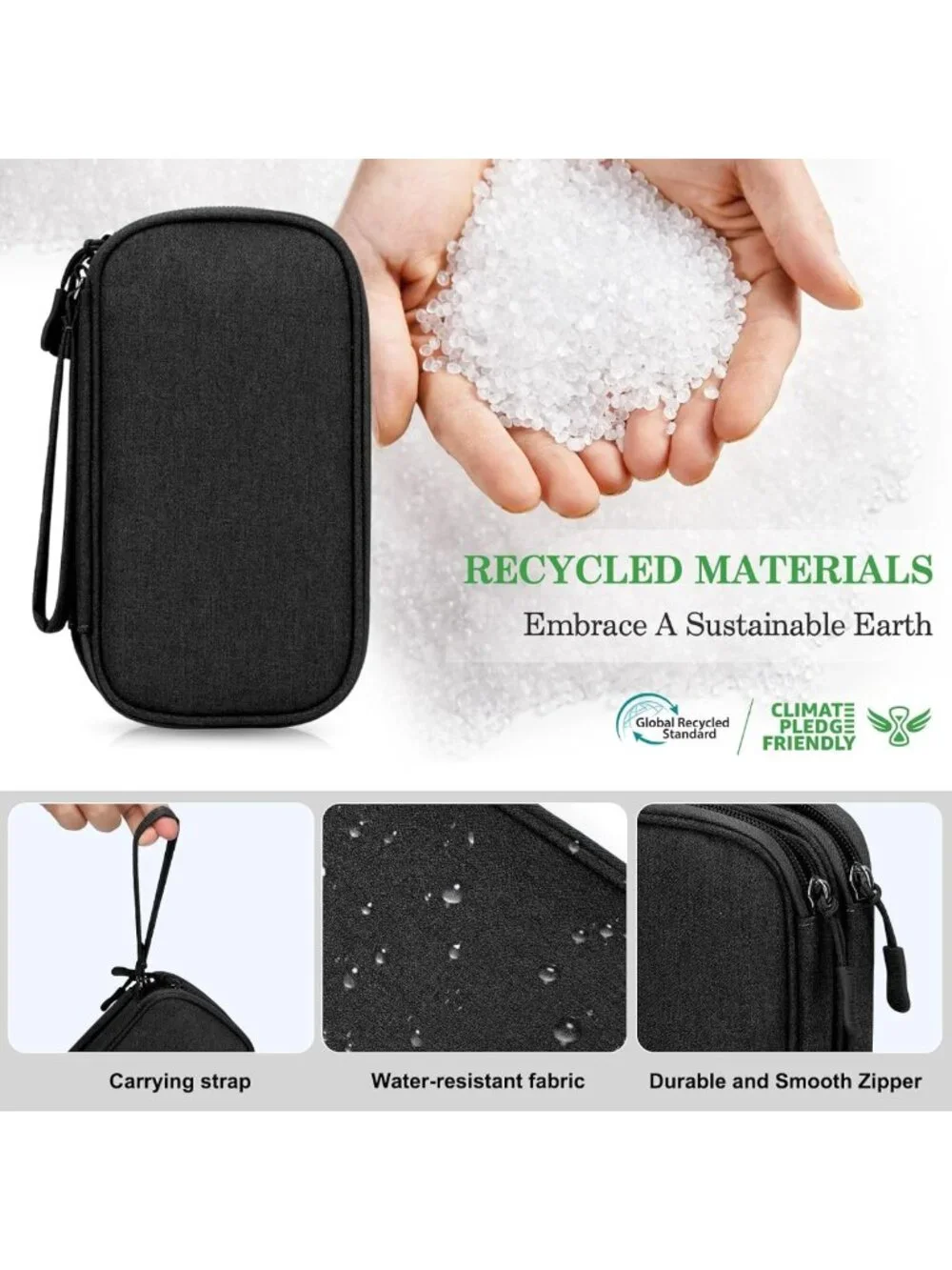 Large Waterproof Travel Tech Organizer Pouch | Double Layer Electronics Case